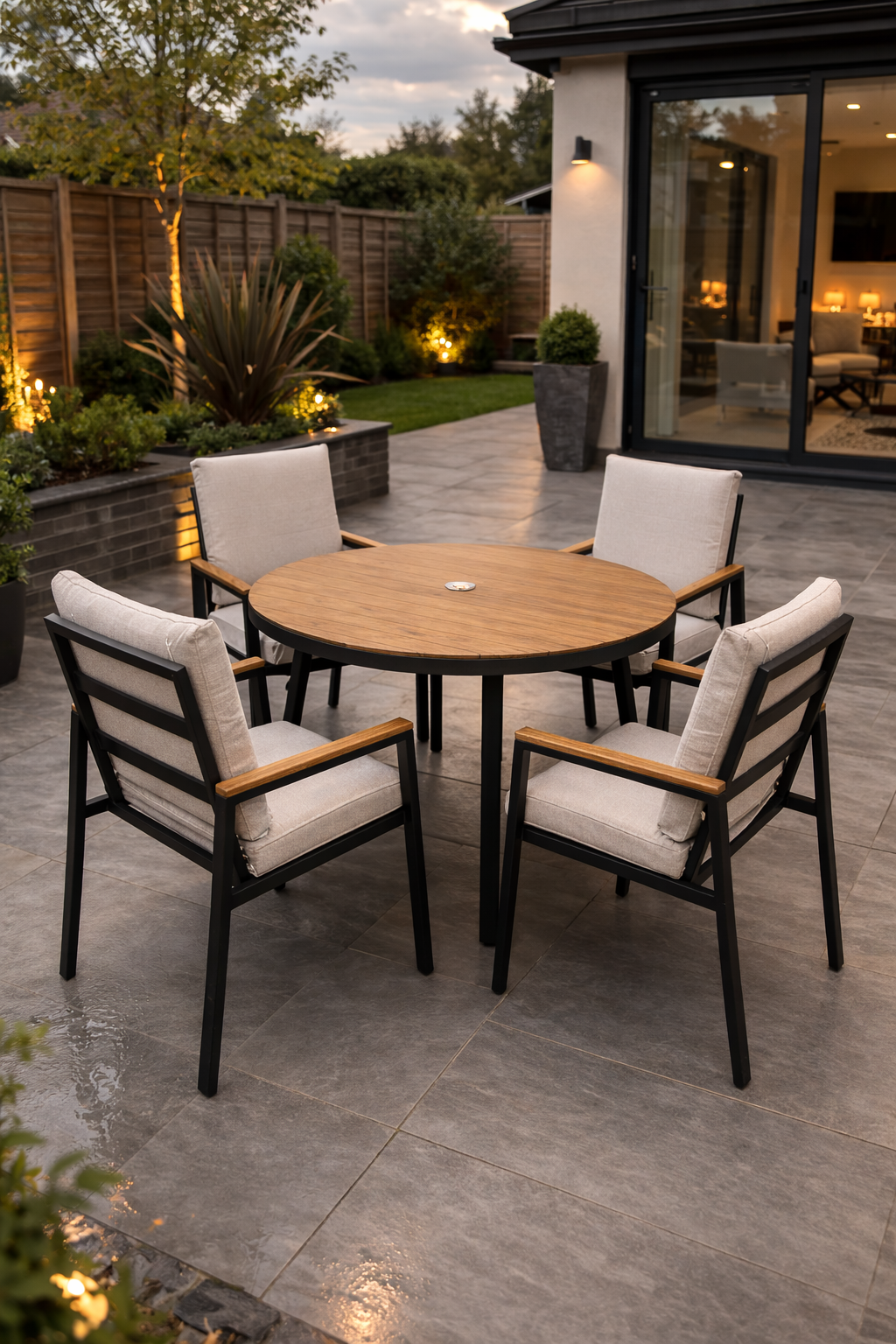 Arden 4 Seat Round Dining Set – Aluminium Garden Furniture