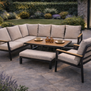 Arden Corner Lounge Set with Rising Table – Aluminium Garden Furniture