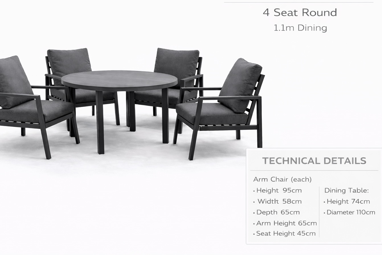 Vanta 4 Seat Round Dining Set - Image 6
