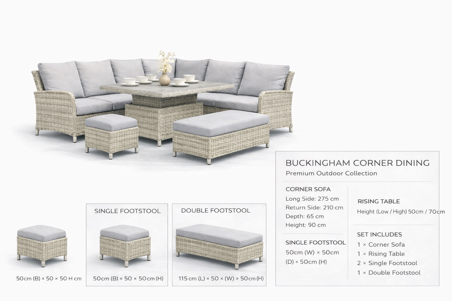 Ashbourne Corner Dining Set with Rising Table | Premium Rattan Garden Furniture - Image 6